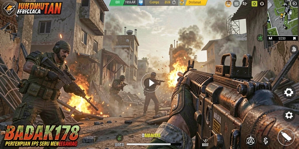 Tampilan gameplay menegangkan dari BADAK178 dengan aksi FPS yang mendebarkan.