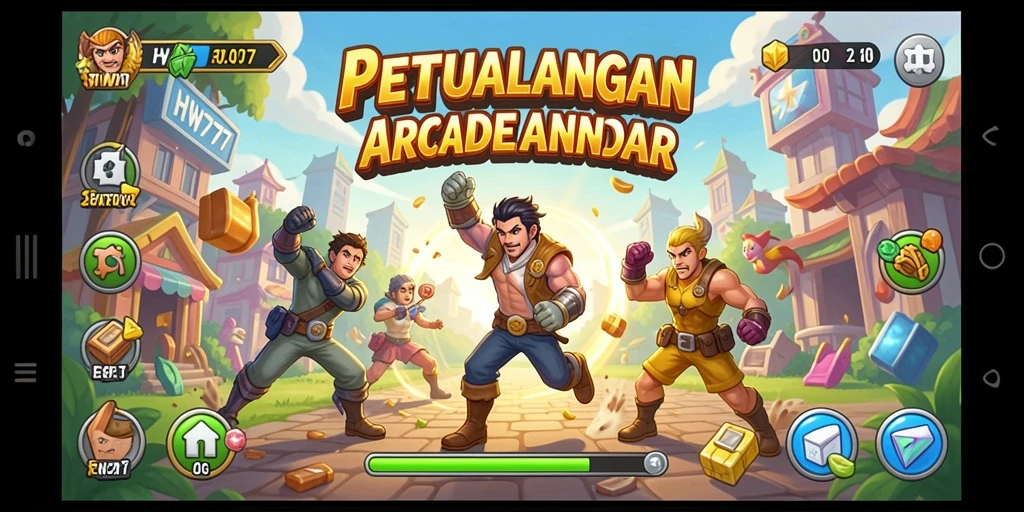 Tampilan utama dari gameplay seru HW777 yang membuat ketagihan.