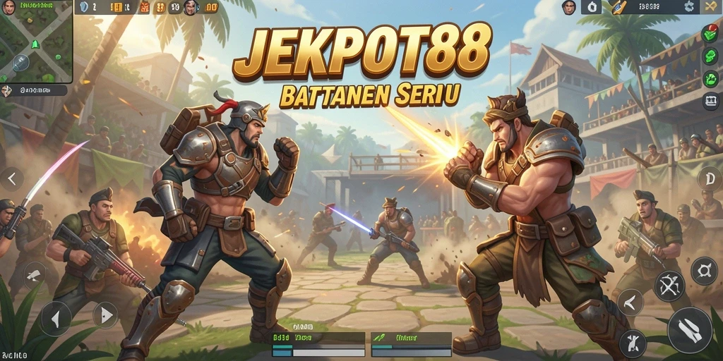 Tampilan gameplay seru JEKPOT88 dalam pertarungan Battle Royale.