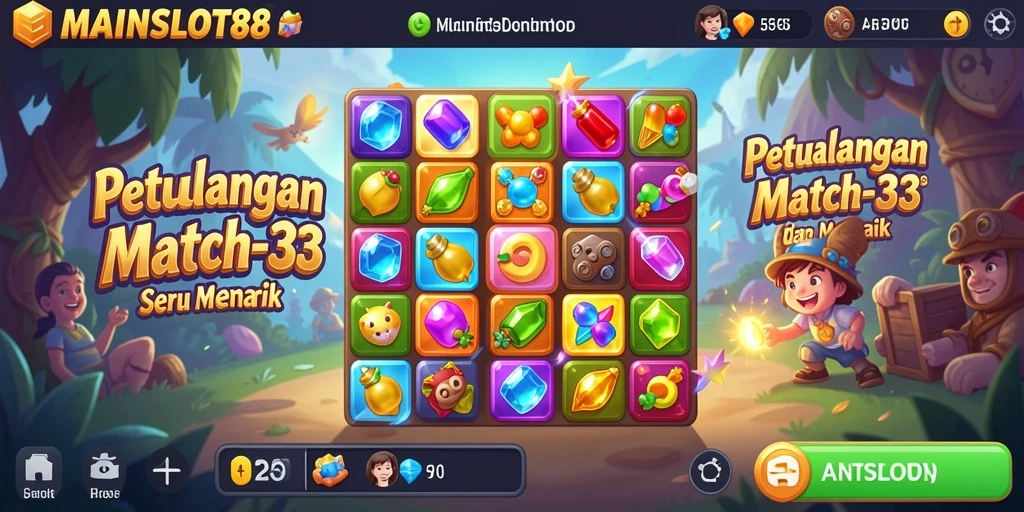 Tampilan mendebarkan dari gameplay Match-3 di MAINSLOT88.