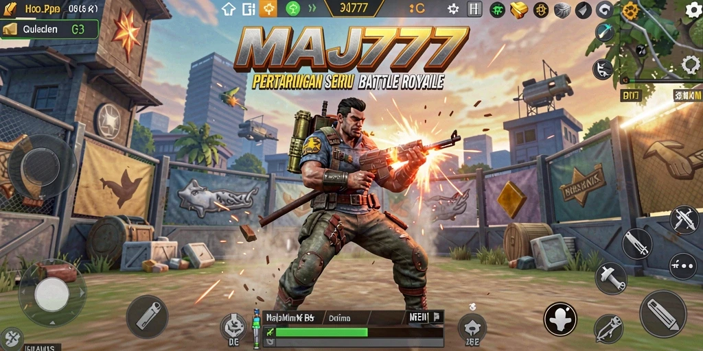 Tampilan seru pertempuran dalam MAJ777 di arena Battle Royale.