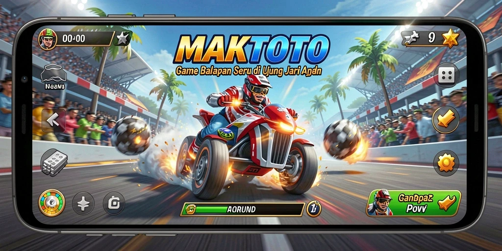 Gameplay mendebarkan di lintasan balap MAKTOTO.