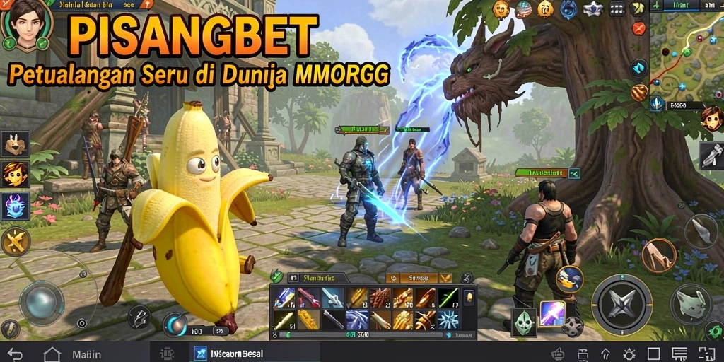 Screenshot PISANGBET menunjukkan aksi menegangkan dalam game MMORPG.