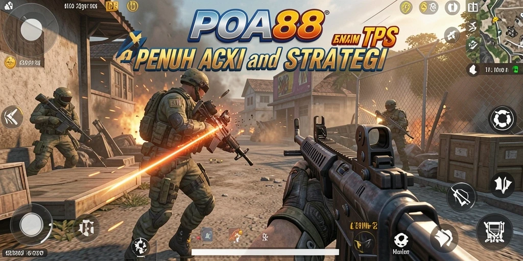 Screenshot dari gameplay <strong>POA88</strong> yang menunjukkan aksi tembak-menembak yang intens.