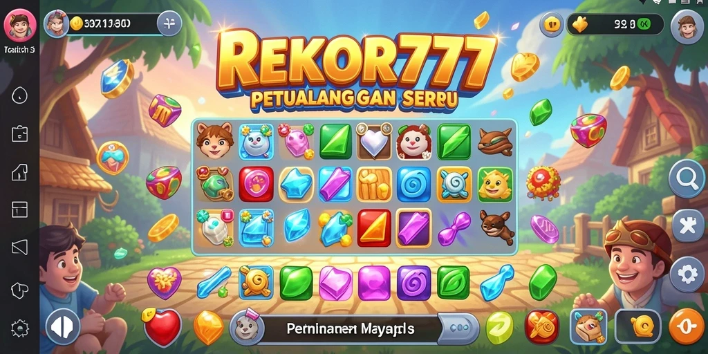 Screenshot utama REKOR777 menampilkan gameplay seru Match-3.