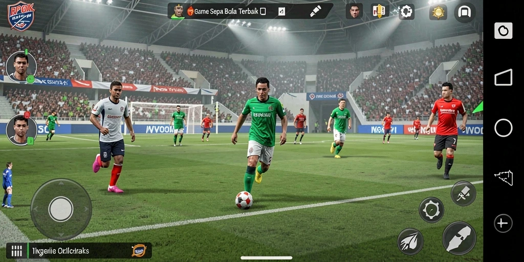 Screenshot RPOK menampilkan aksi seru di lapangan sepak bola.