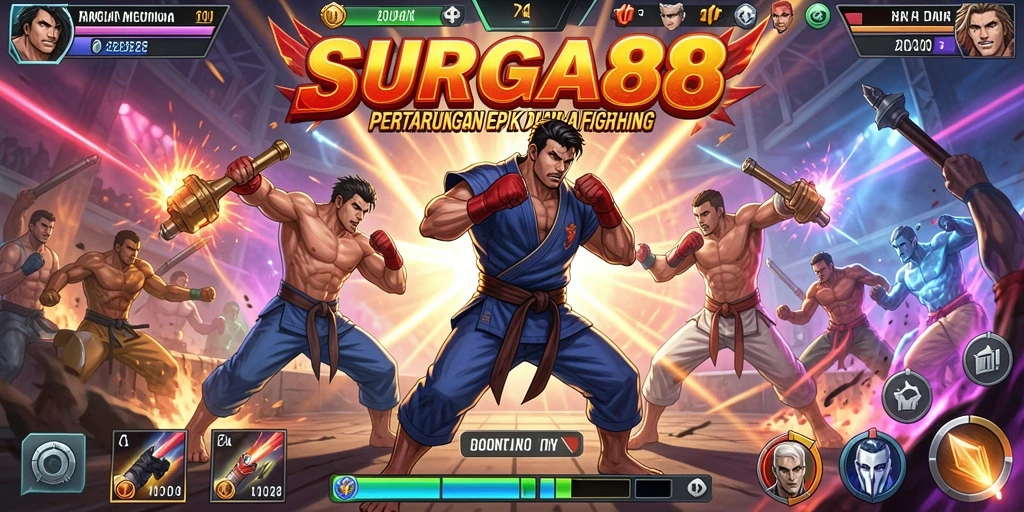 Tampilan menegangkan dari gameplay Fighting SURGA88.