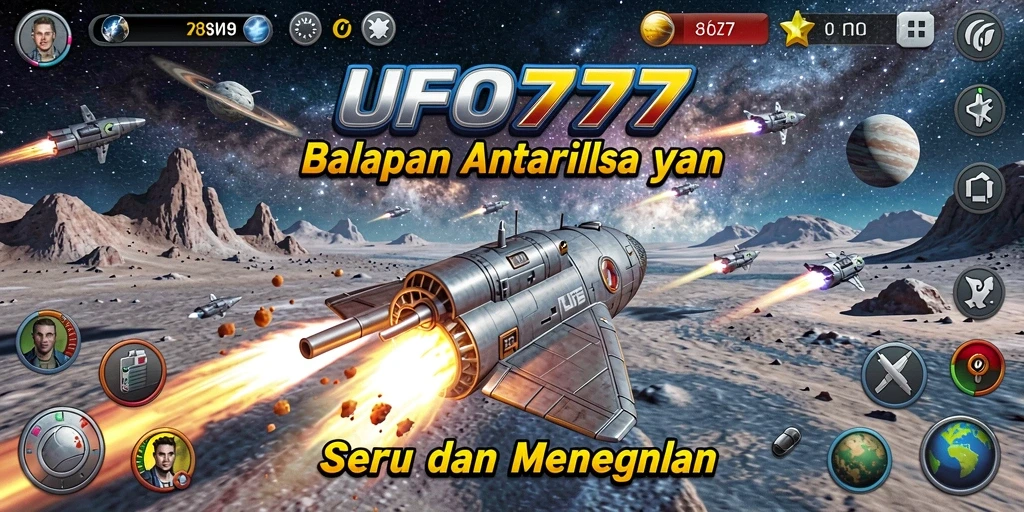Tangkapan layar menunjukkan aksi balapan cepat di luar angkasa dalam UFO777.